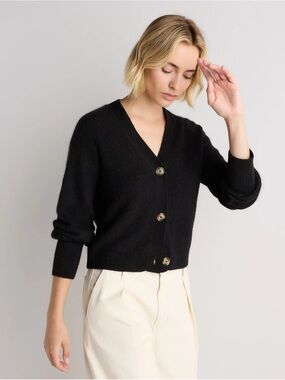 Quince Black Cardigan Sweater Size L
